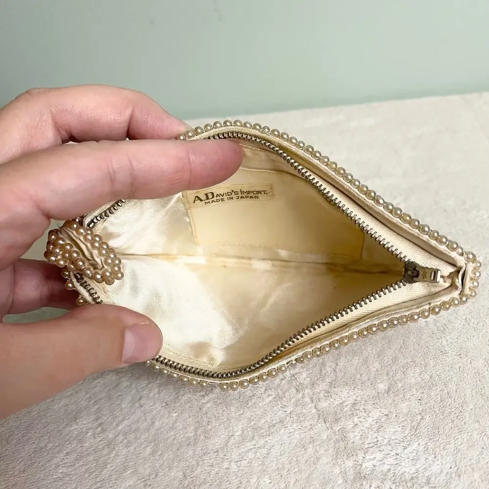 Vintage A David's Import Pearl Zip Mini Evening Pouch Purse Clutch Made in Japan - Picture 4 of 8